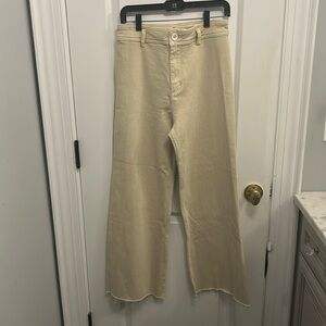 Pixelated Milani Wide Leg Jeans in Beige